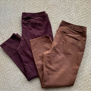 Two Pairs J. Hilburn Pants Size 40 Brown Maroon